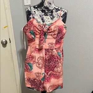 Guess Pink and Green Patterned Romper